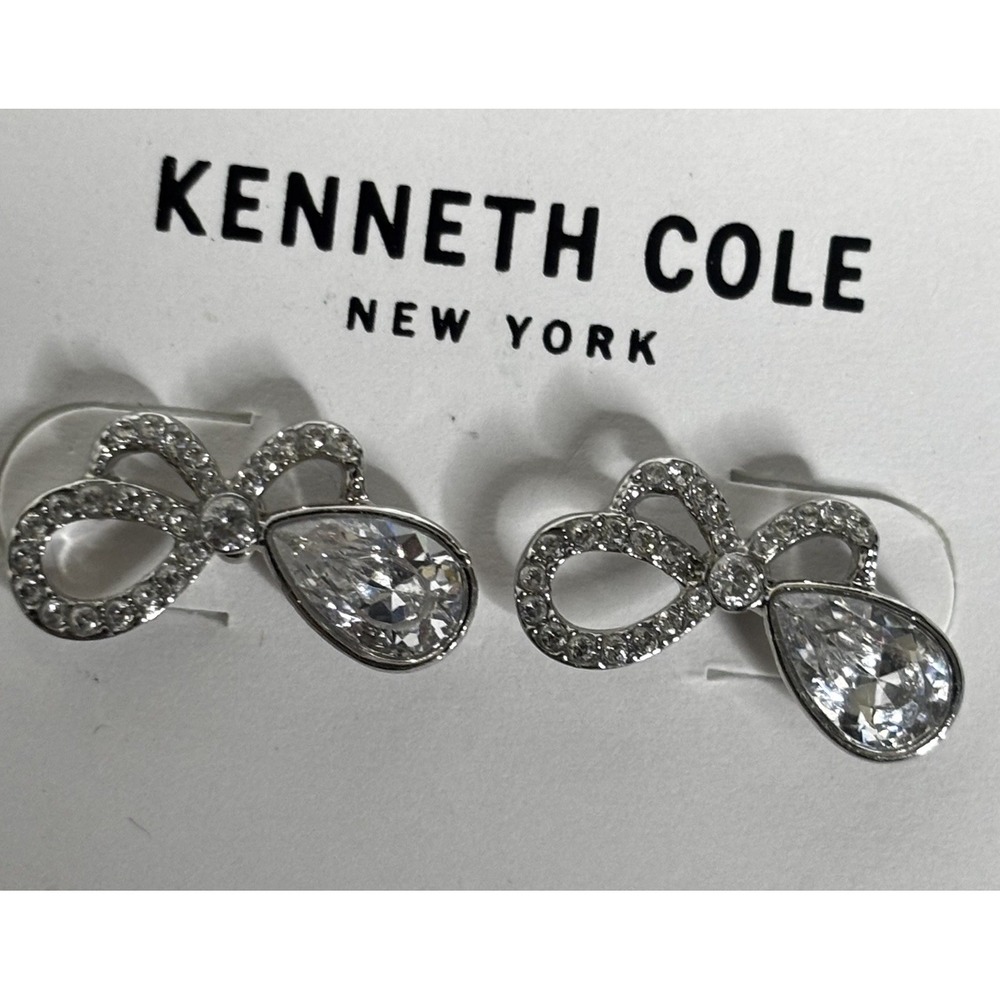 Kenneth Cole New York Bow Teardrop Stud Earrings NEW Crystal Infinity Loop NWT